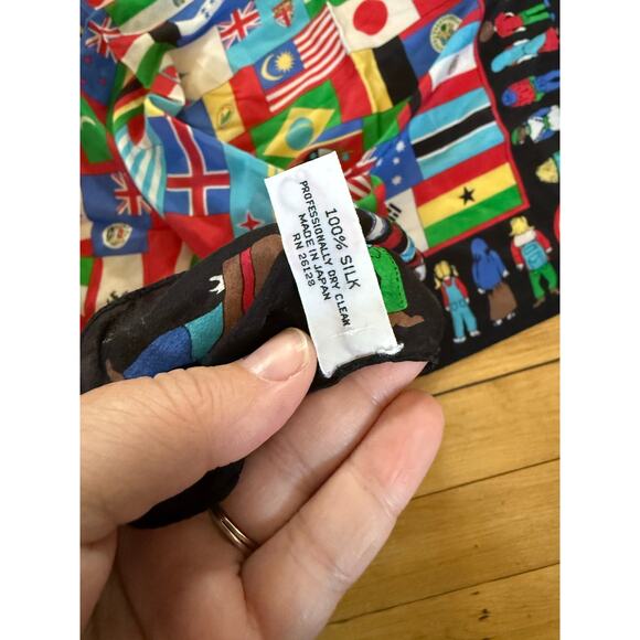 Silk World Flags Children NO Diabetes 100% Silk Colorful Square Scarf - Picture 8 of 9